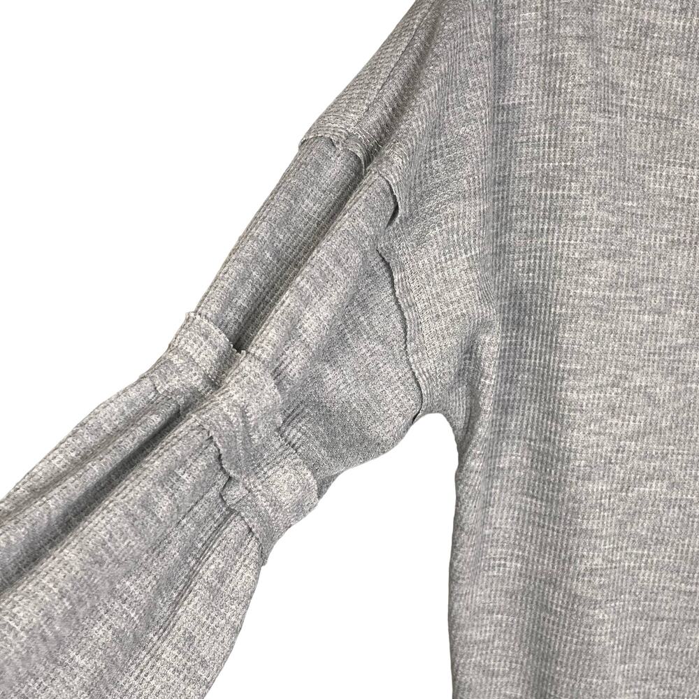 Nordstrom Baea Los Angeles V-Neck Waffle Flare Sleeve Top Gray Knit M - Picture 5 of 6